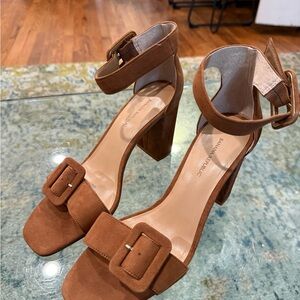 Banana Republic Tan Suede Block Heels